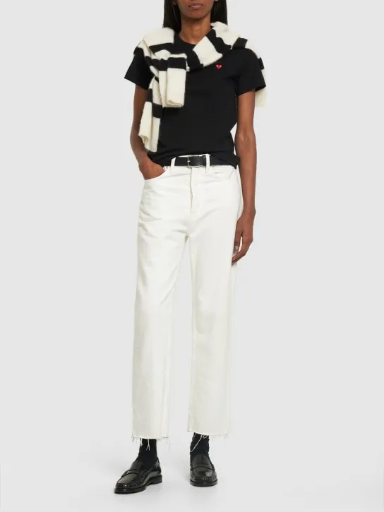 Comme des Garçons Play   Embroidered red heart cotton t-shirt 
