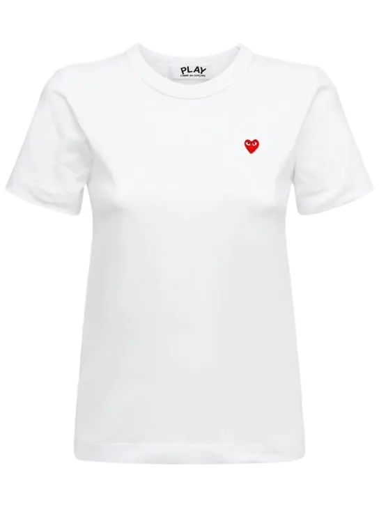 Comme des Garçons Play   Embroidered red heart cotton t-shirt 