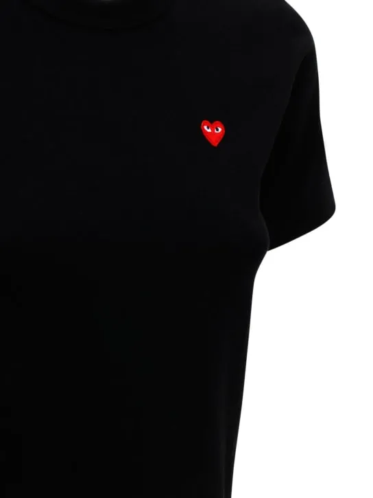Comme des Garçons Play   Embroidered red heart cotton t-shirt 