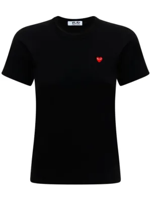 Comme des Garçons Play   Embroidered red heart cotton t-shirt 