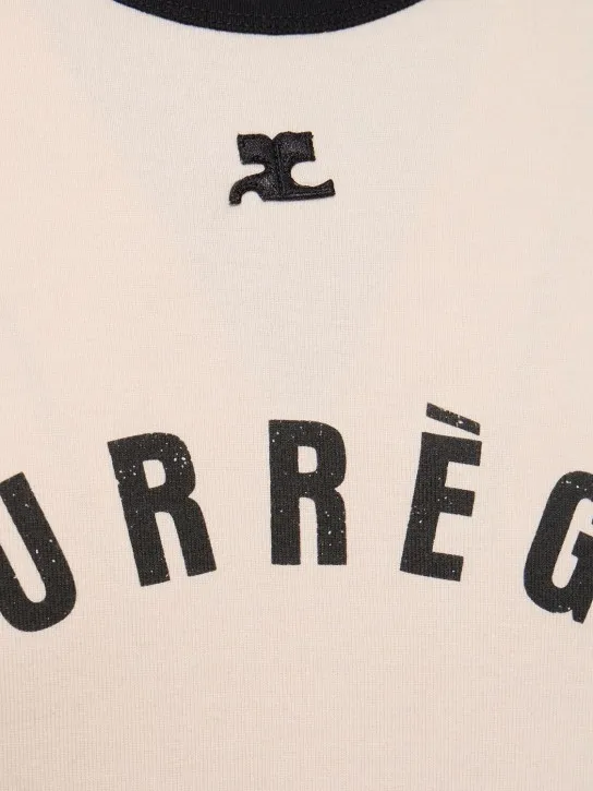 Courreges   Logo print cotton t-shirt w/buckle 