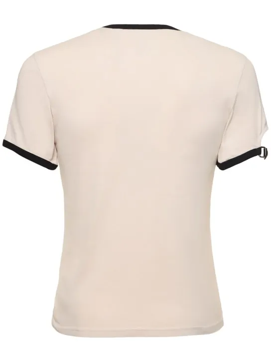 Courreges   Logo print cotton t-shirt w/buckle 