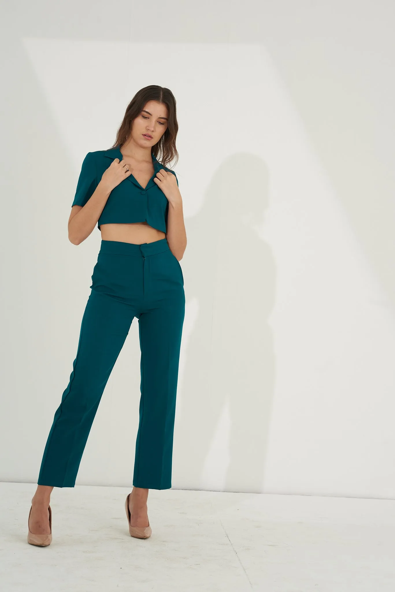 Crepe women's Short blazer with straight pants