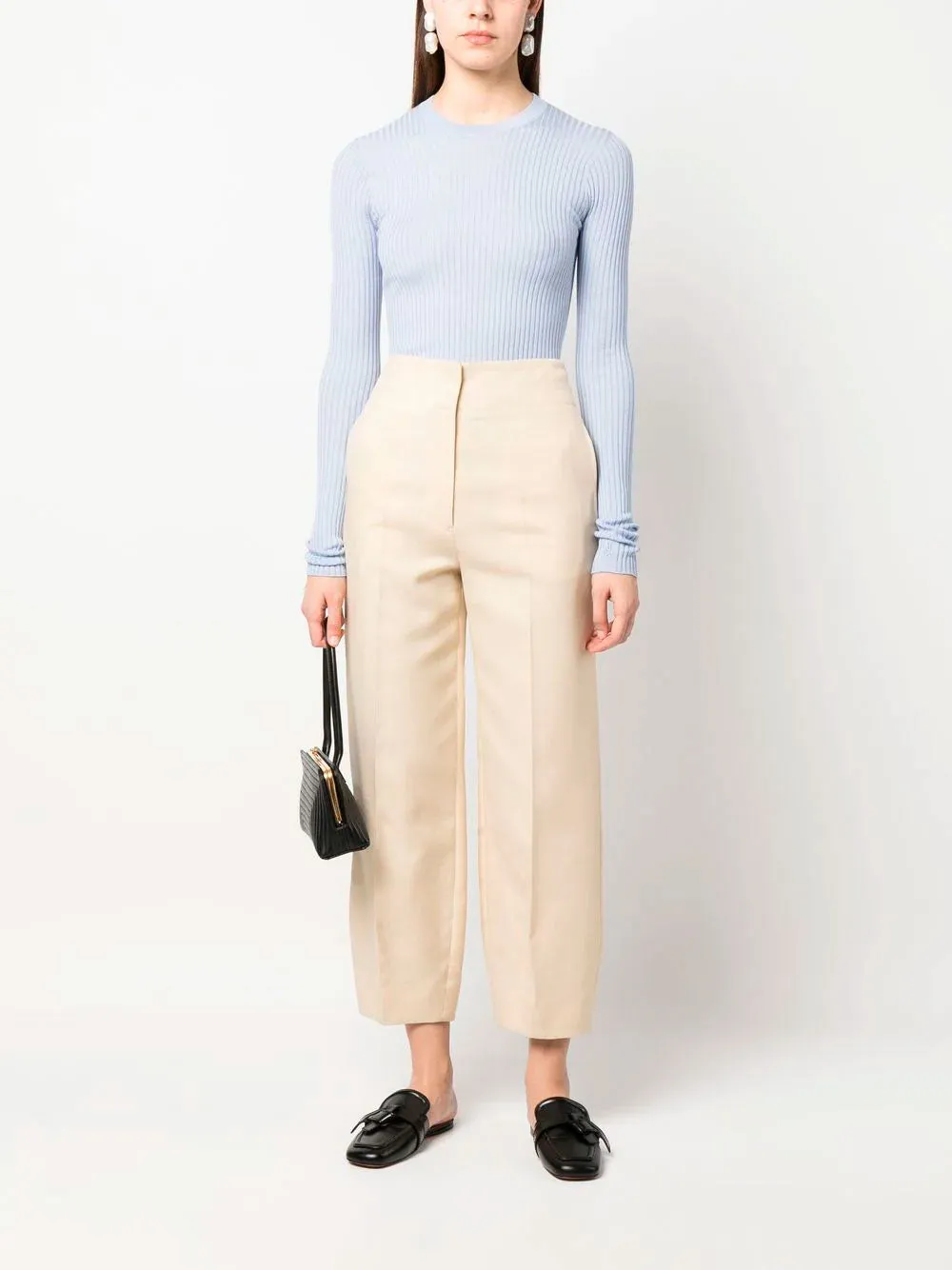 Crew-neck ribbed-knit jumper
