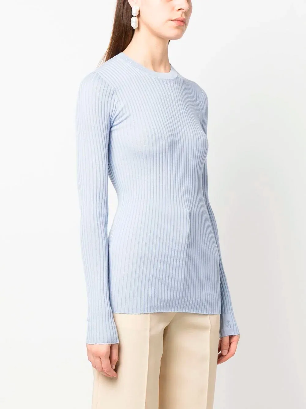 Crew-neck ribbed-knit jumper