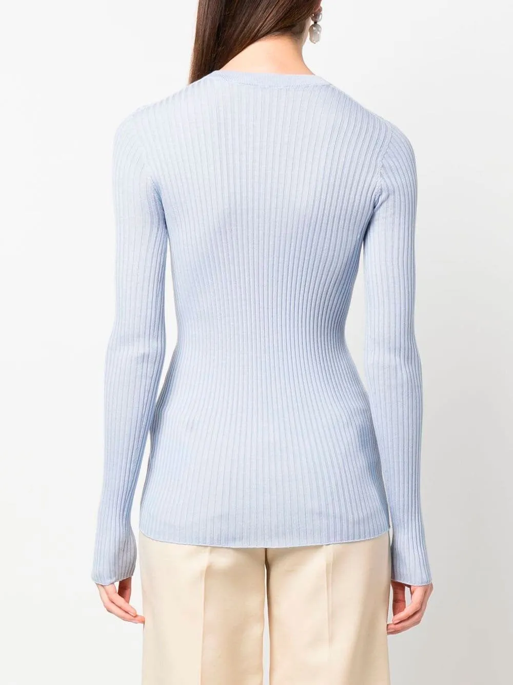 Crew-neck ribbed-knit jumper