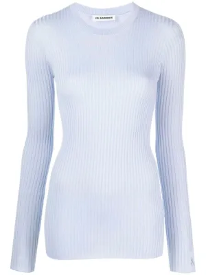 Crew-neck ribbed-knit jumper