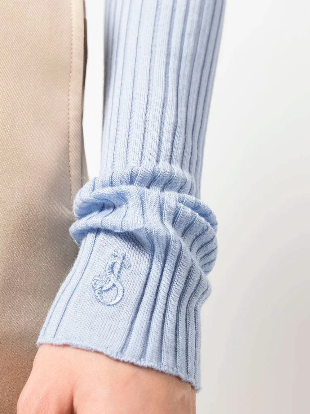 Crew-neck ribbed-knit jumper