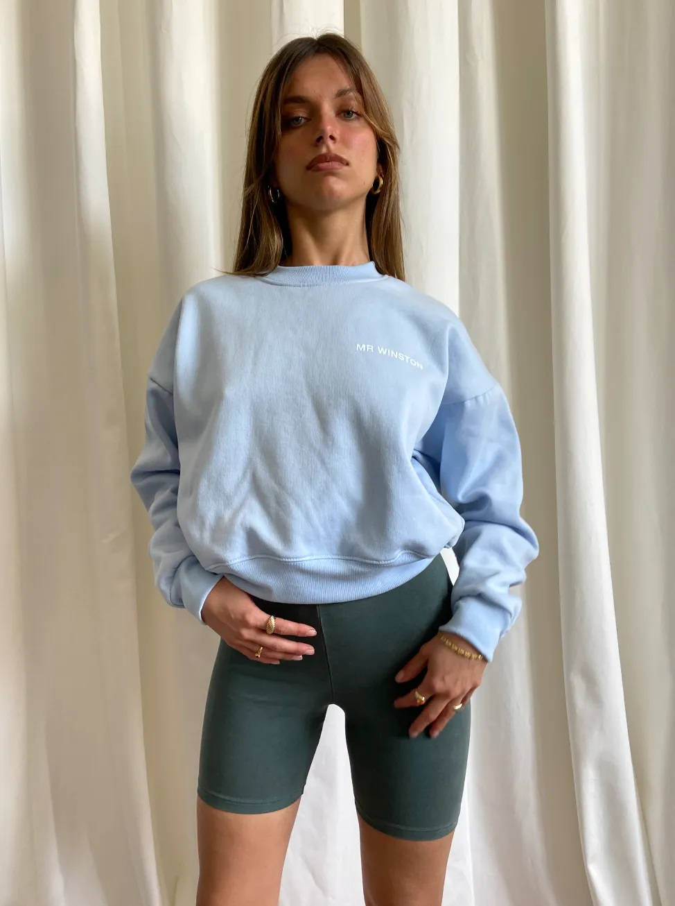 Cropped Baby Blue Crewneck