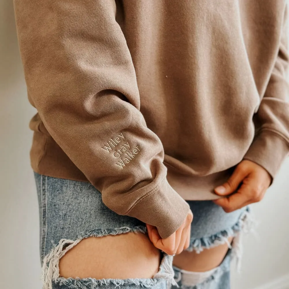 Custom Mama Embroidered Crewneck - Clay