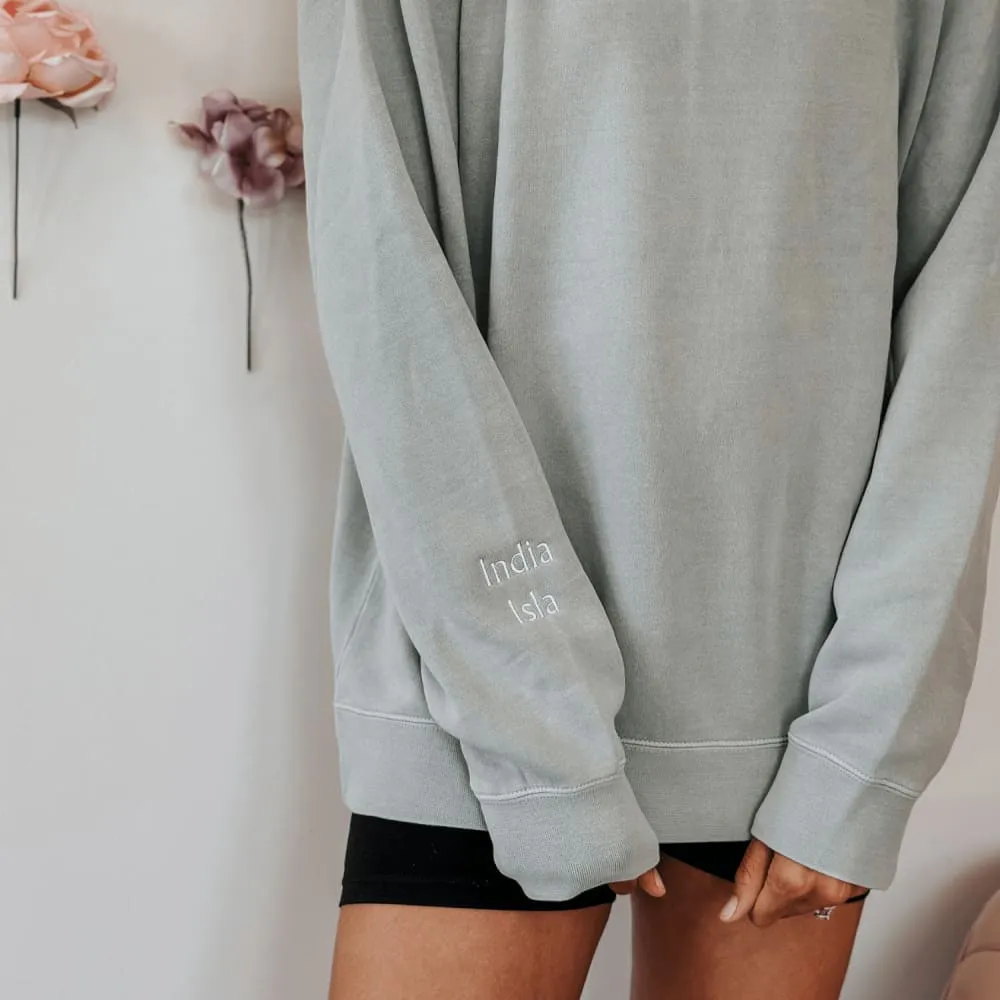 Custom Mama Embroidered Crewneck - Sage
