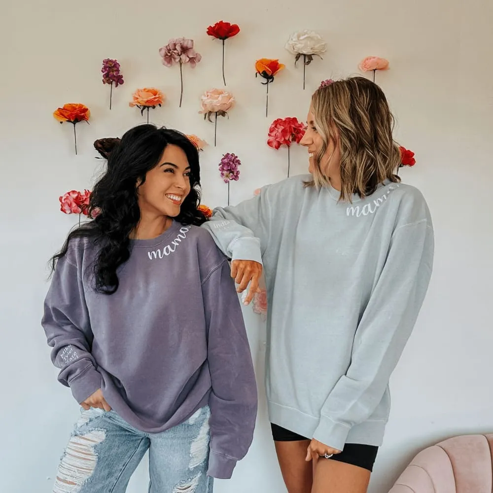 Custom Mama Embroidered Crewneck - Sage