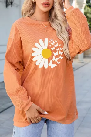 Daisy & Butterfly Women's Graphic Long Sleeve Sweatshirt