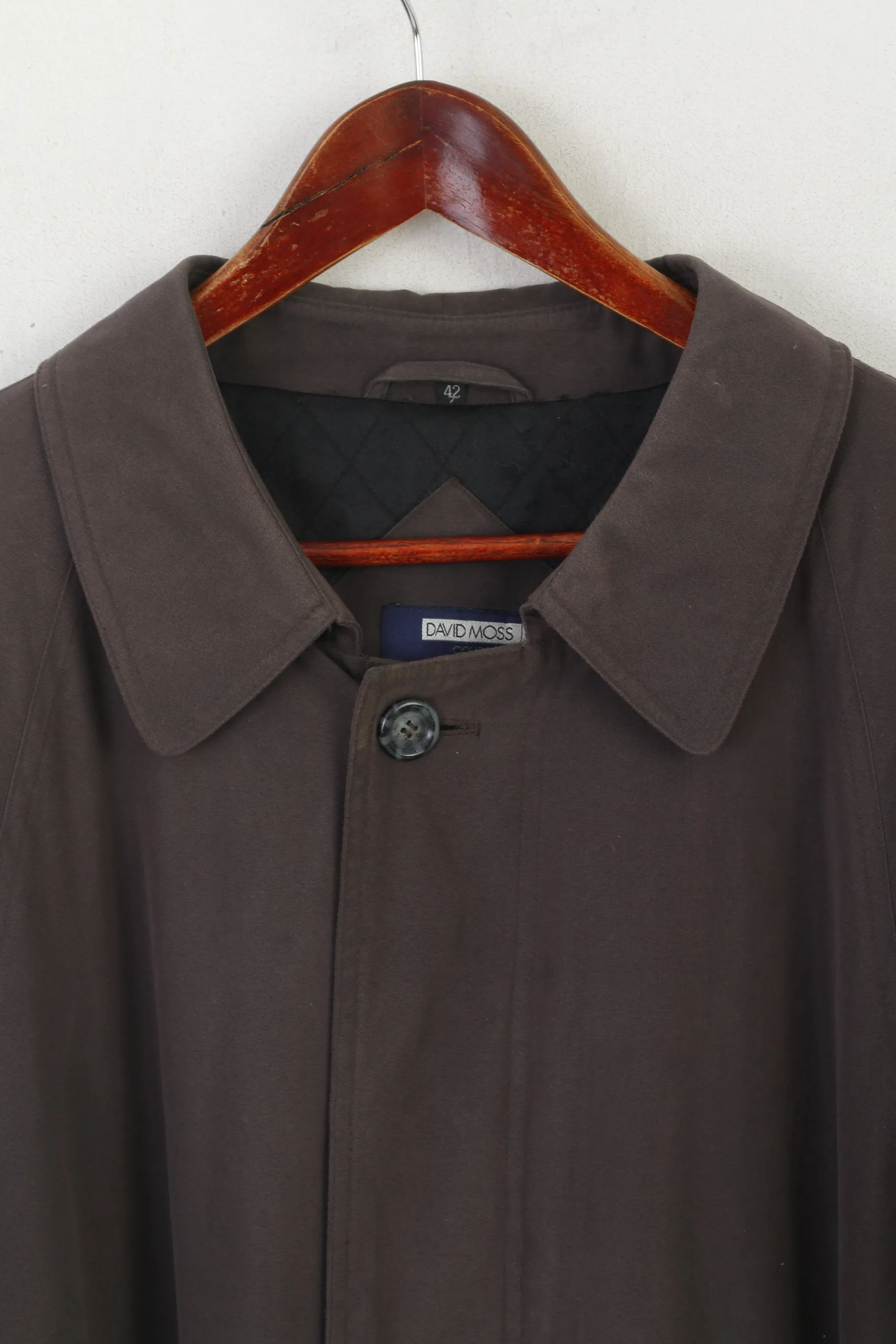 David Moss Men 42 L Coat Gray Plum Lightweight Classic Vintage Single Breasted