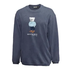 Delt Navy Sandwash Bear Crewneck