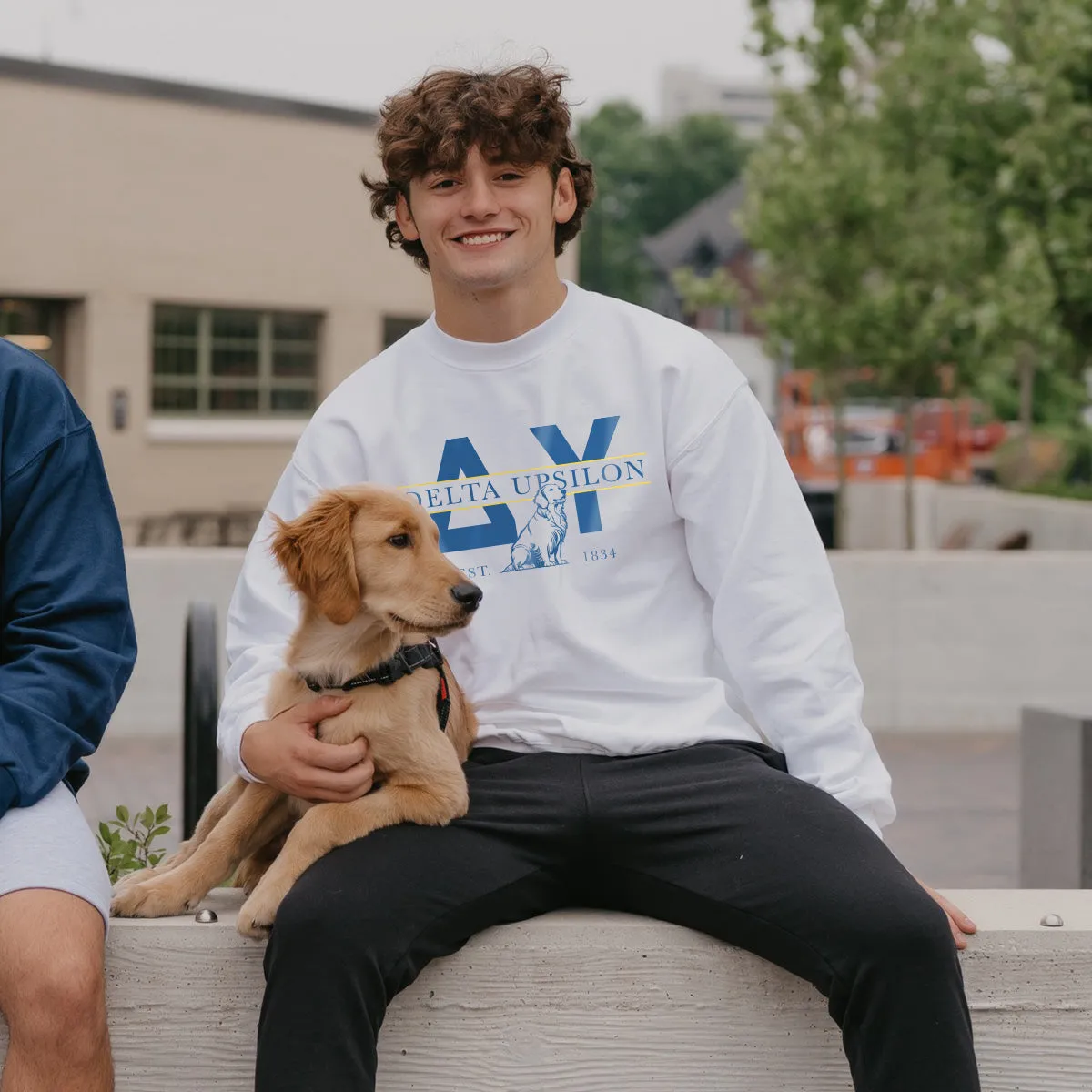 Delta Upsilon Golden Letters Crewneck