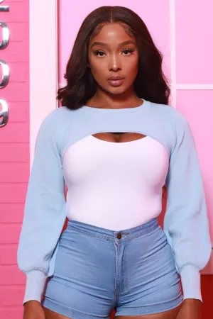 Demi Ribbed Super Cropped Sweater - Baby Blue