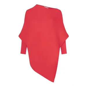 Emilie Asymmetric Jumper in Coral Red