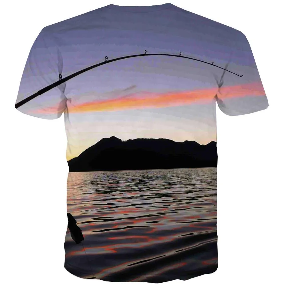 fishing T-shirt Men fish Tshirts Novelty Short Sleeve Full Print Tee Top Male