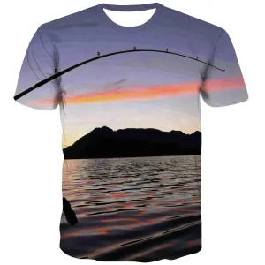 fishing T-shirt Men fish Tshirts Novelty Short Sleeve Full Print Tee Top Male