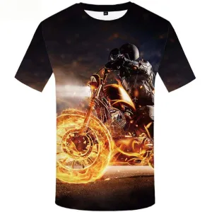 Flame T-shirt Men Character Tshirts Cool Motorcycle Tshirt Printed Short Sleeve