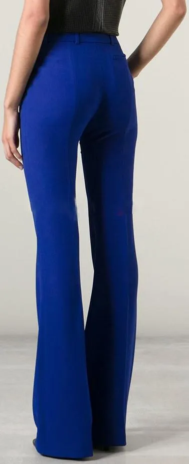 Flared-Leg Dress Pants-Blue