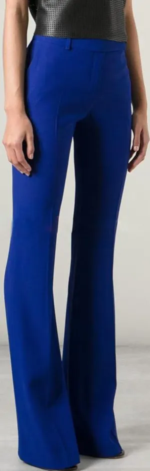 Flared-Leg Dress Pants-Blue
