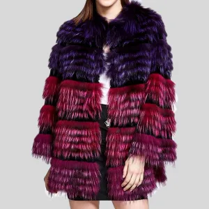 Genuine  Colorful Fox with Rabbit Fur Coats