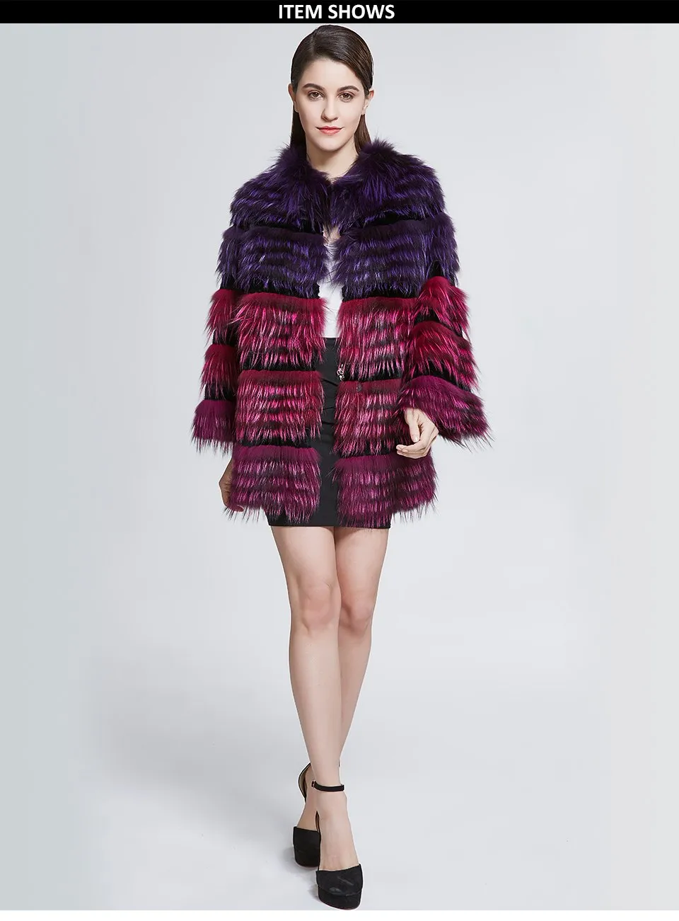 Genuine  Colorful Fox with Rabbit Fur Coats