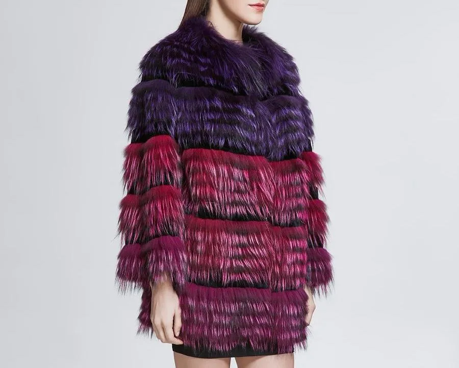 Genuine  Colorful Fox with Rabbit Fur Coats