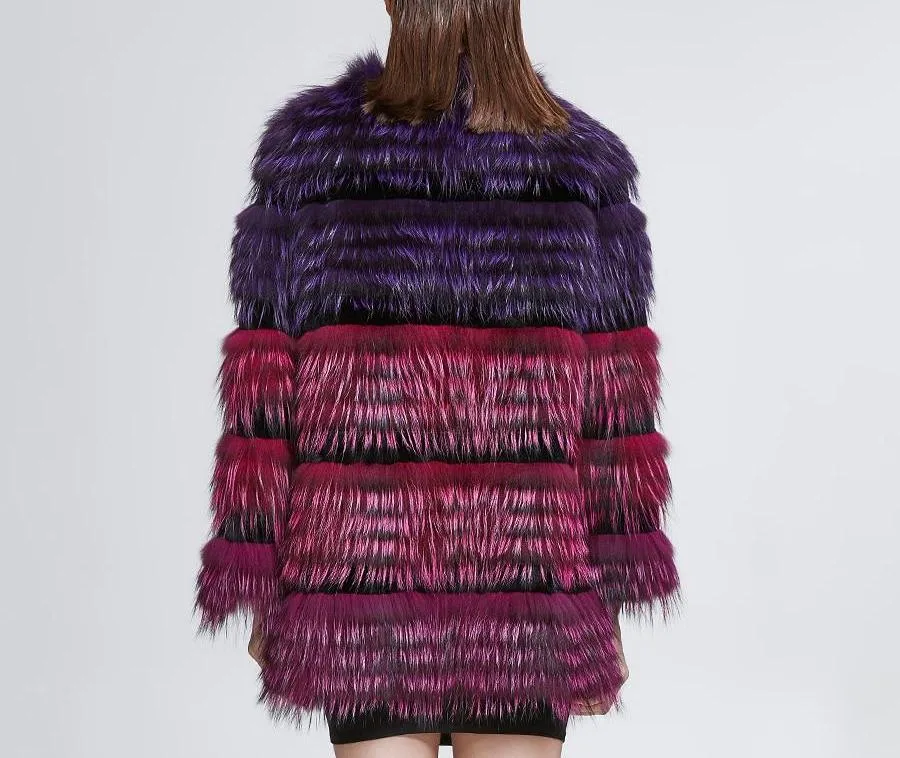 Genuine  Colorful Fox with Rabbit Fur Coats