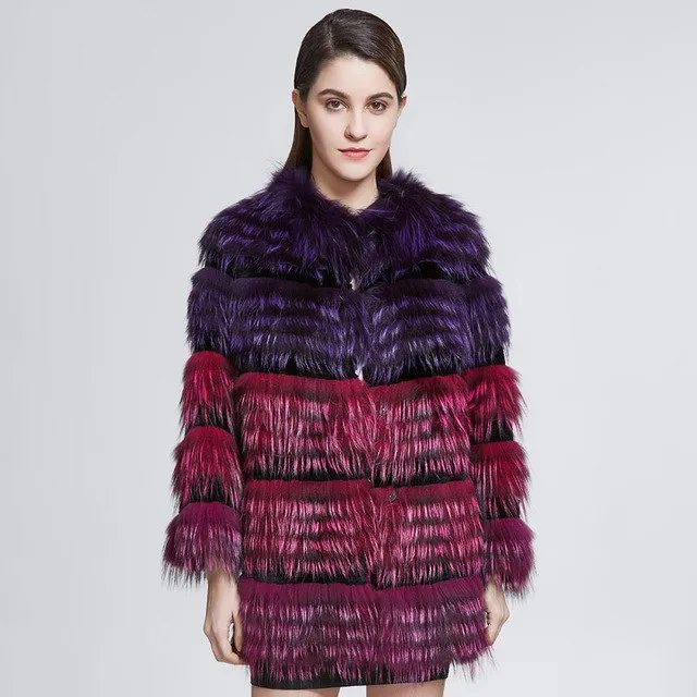 Genuine  Colorful Fox with Rabbit Fur Coats