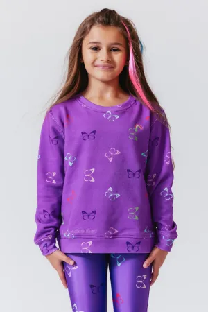 Girls Crew in Lavender Butterflies