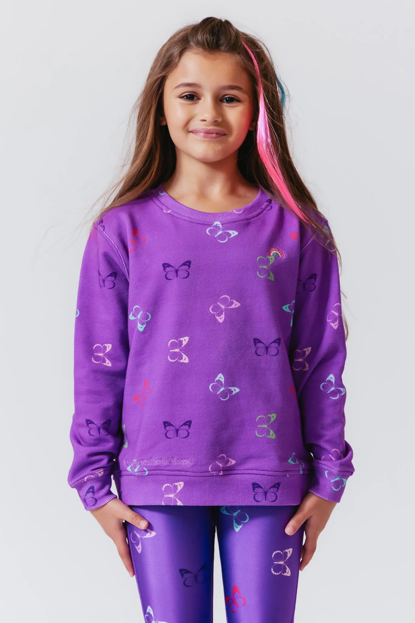 Girls Crew in Lavender Butterflies