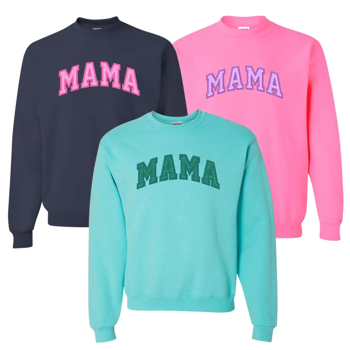 Glitter Embroidery ‘Mama’ Crewneck Sweatshirt