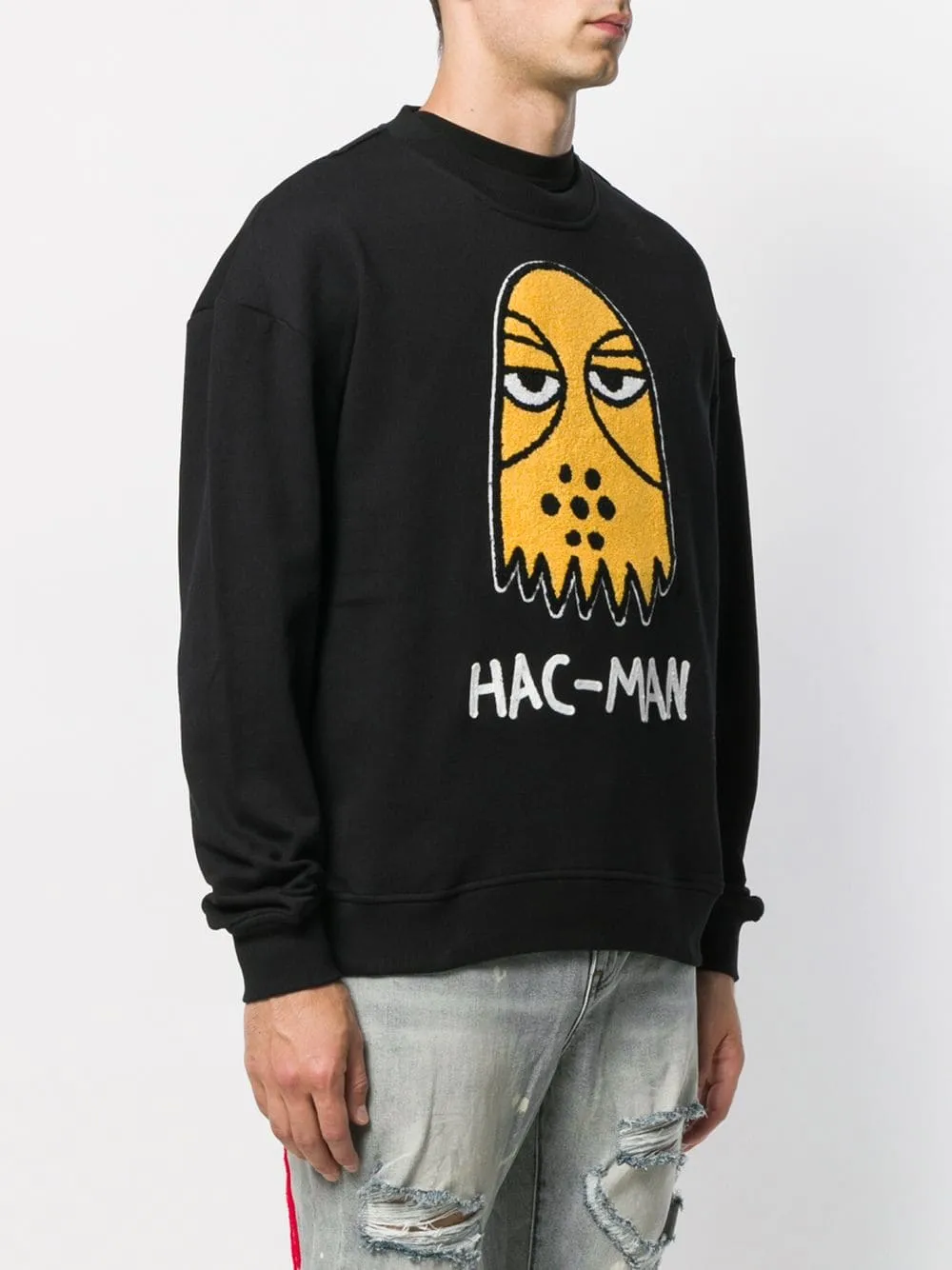 HAC-MAN  DROP SHOULDER CREW BLACK