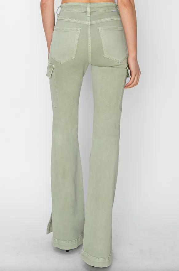 High Rise Cargo Slit Hem Bootcut Pants - Final Sale 40% off in cart
