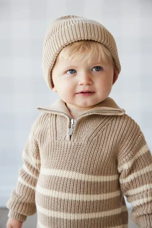 Jack Zip Jumper - Lenny Stripe Fawn