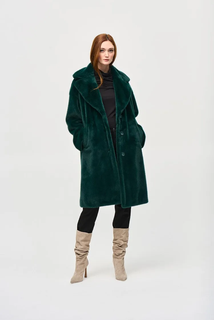 Joseph Ribkoff Absolute Green  Faux Fur Straight Coat