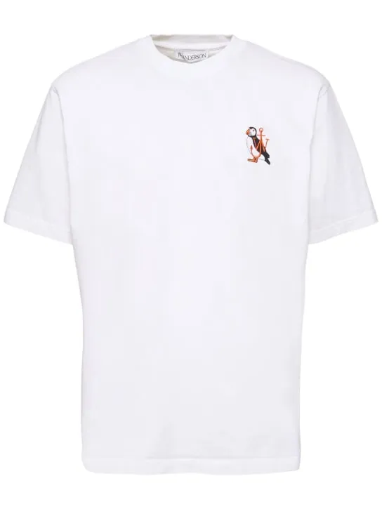 JW Anderson   Puffin embroidery cotton t-shirt 