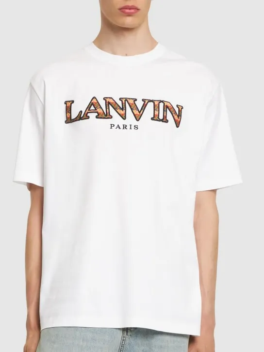 Lanvin   Curb logo embroidery cotton t-shirt 