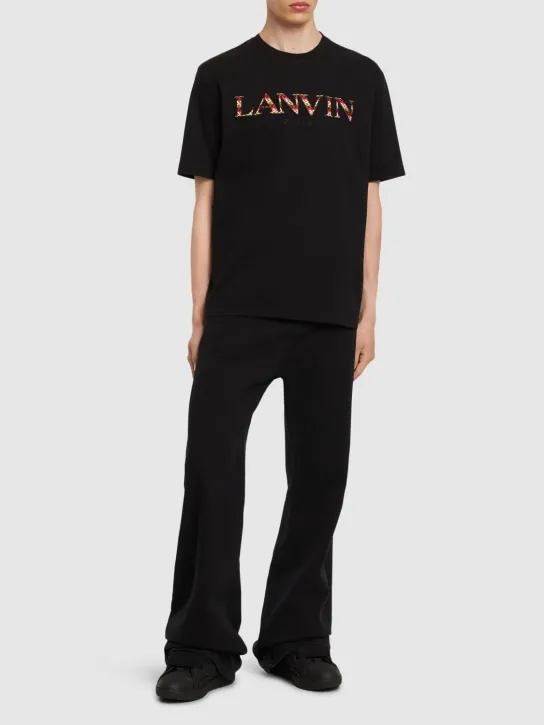 Lanvin   Curb logo embroidery cotton t-shirt 