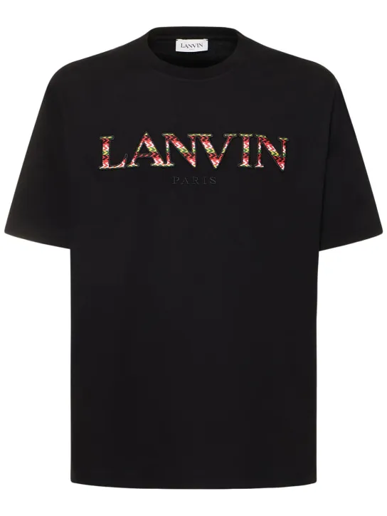 Lanvin   Curb logo embroidery cotton t-shirt 
