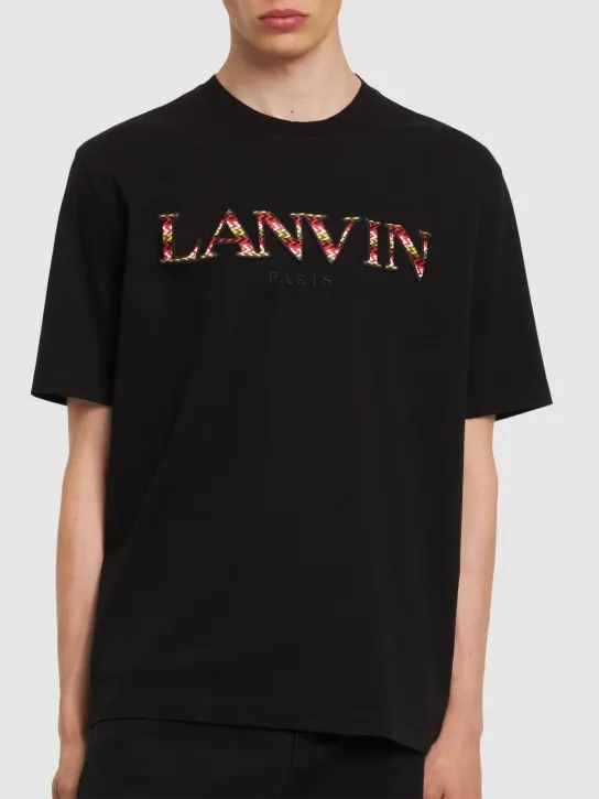 Lanvin   Curb logo embroidery cotton t-shirt 