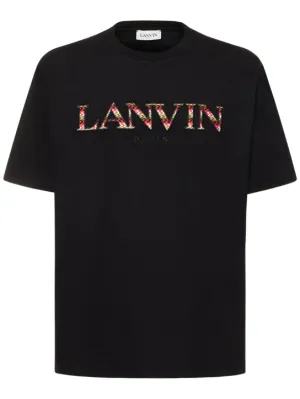 Lanvin   Curb logo embroidery cotton t-shirt 