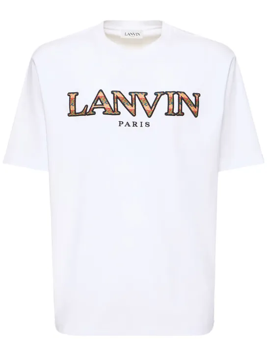 Lanvin   Curb logo embroidery cotton t-shirt 