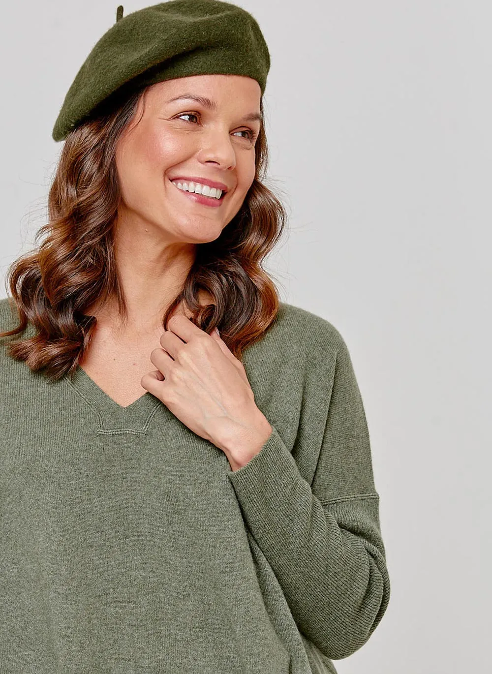 Long Sleeve Cashmere Kimono - Forest Green