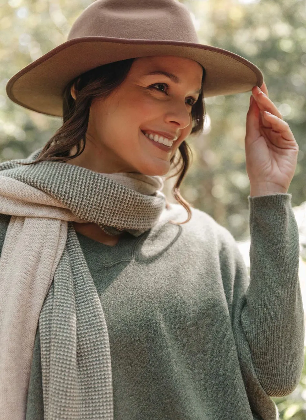 Long Sleeve Cashmere Kimono - Forest Green