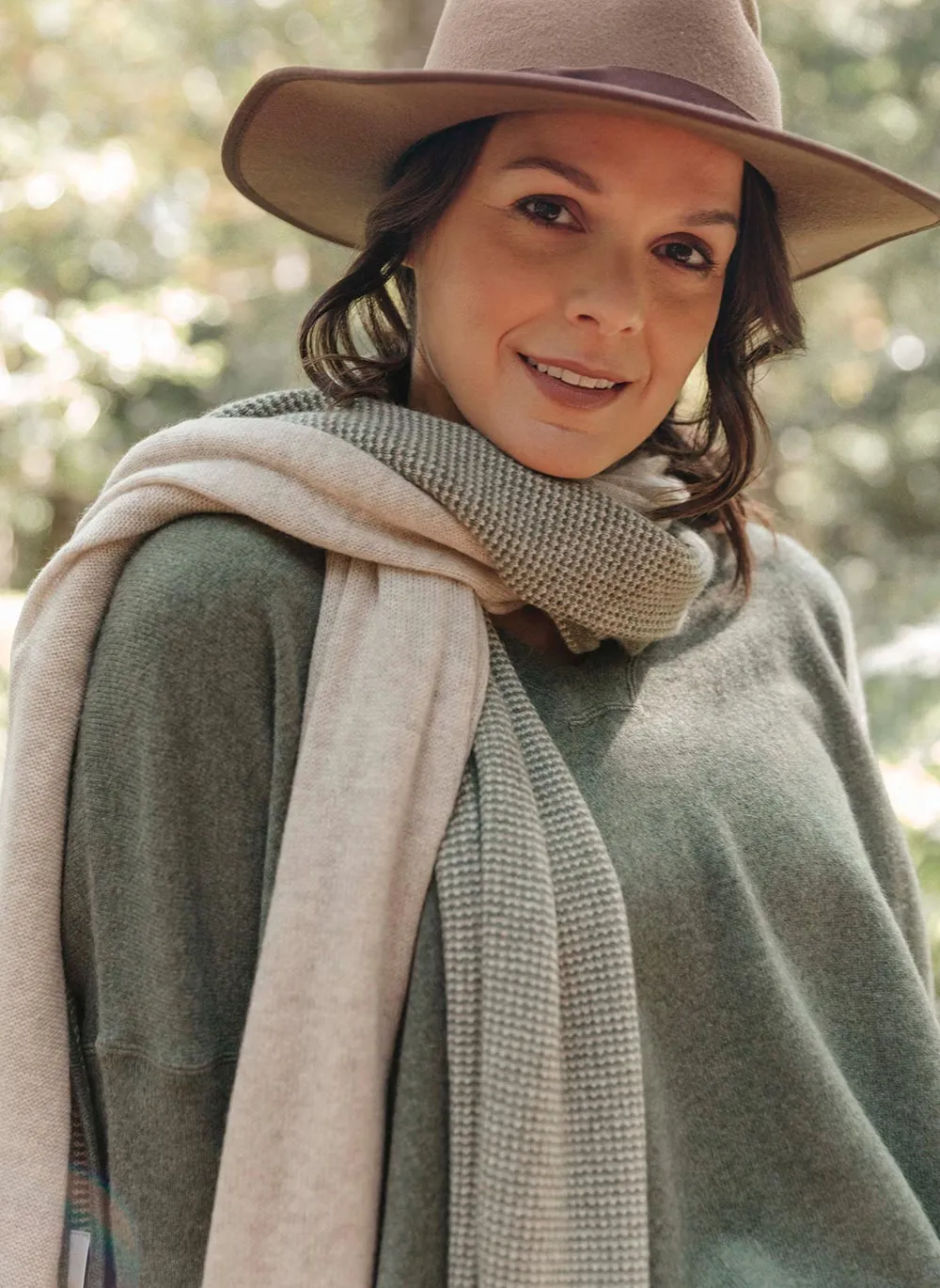 Long Sleeve Cashmere Kimono - Forest Green
