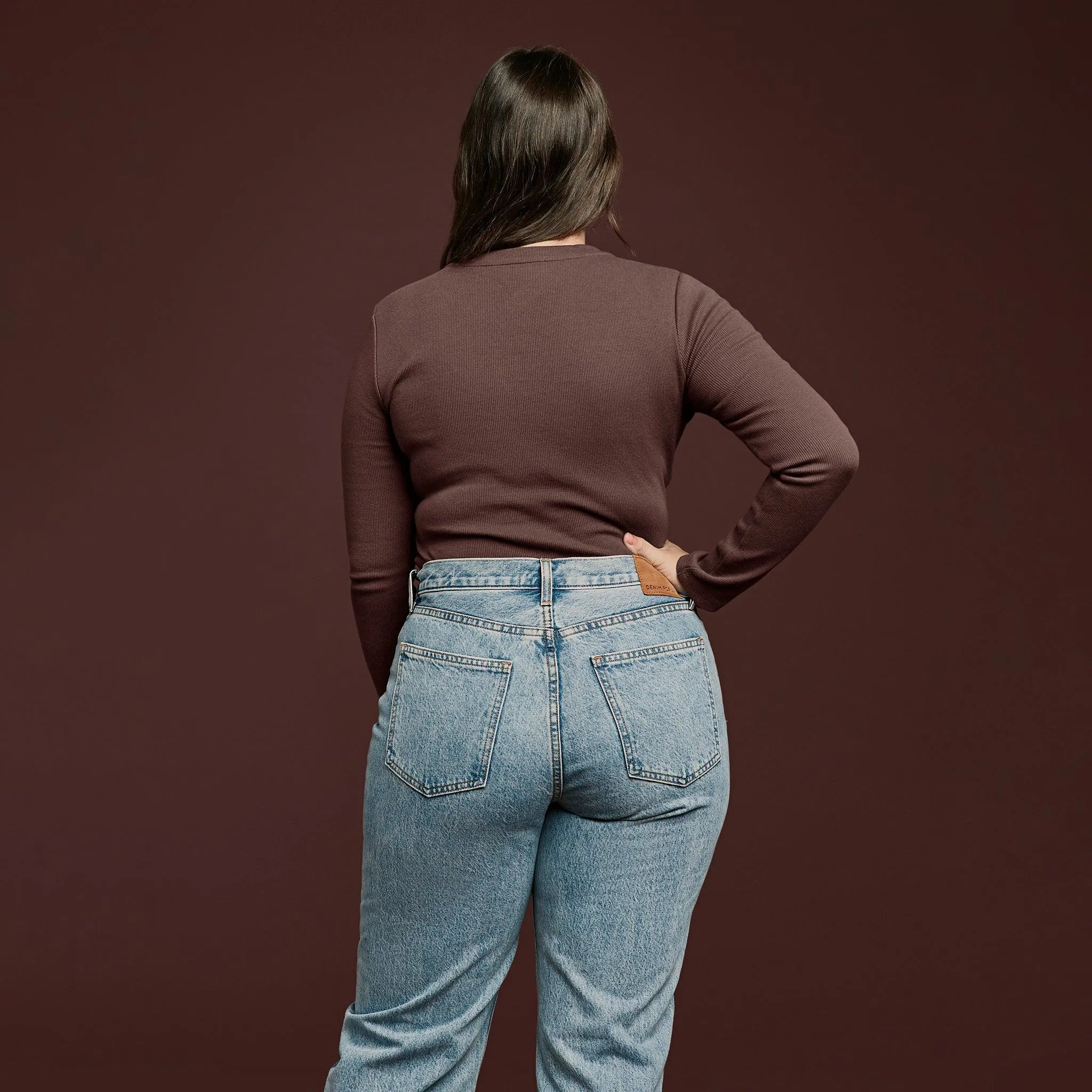 Long Sleeve Ribbed Crewneck Bodysuit | Coffee